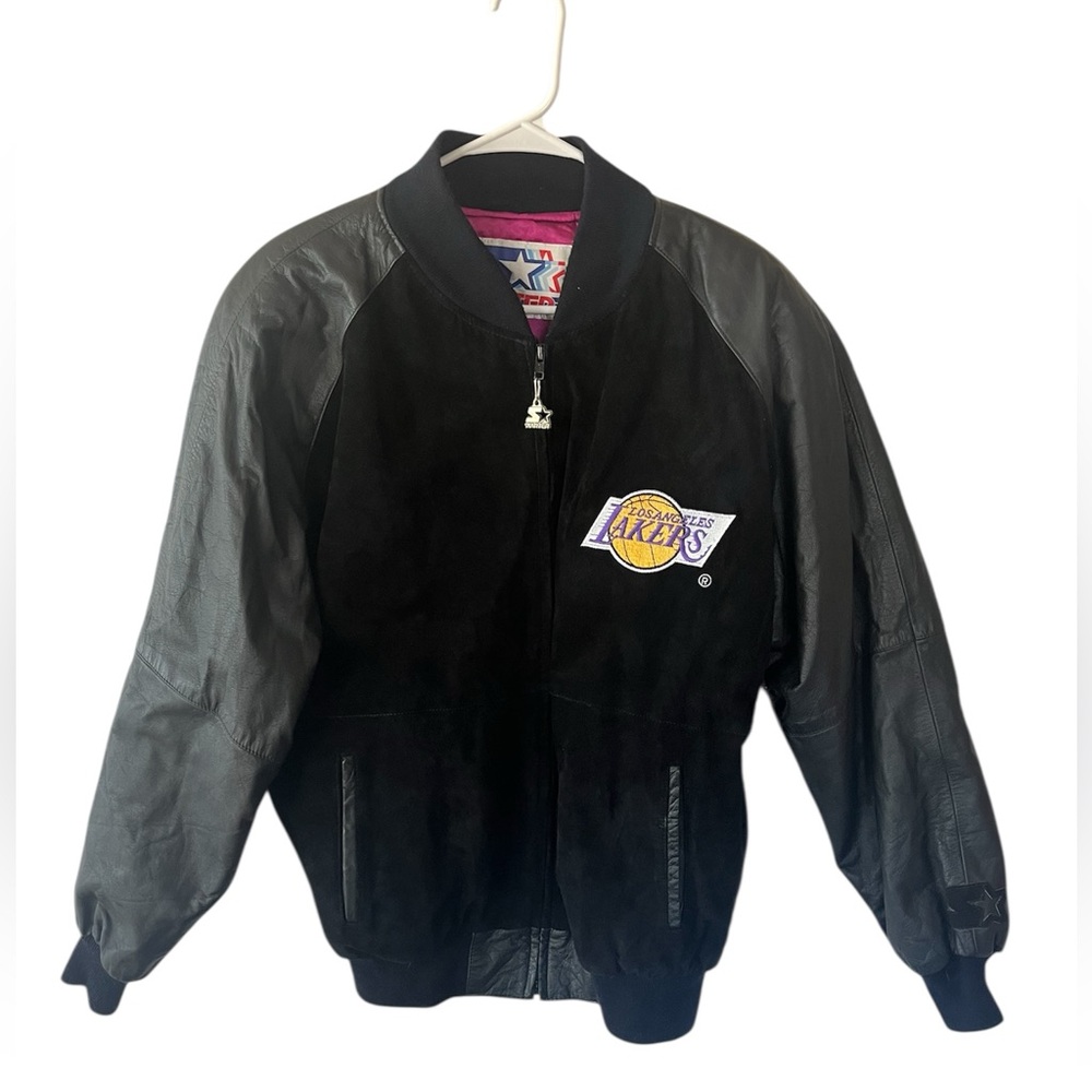 Vintage STARTER Los Angeles Lakers Leather Suede Jacket